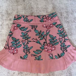 For Love and Lemons Pink Floral High Waited Skirt